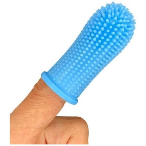 Cepillo de dientes para perros, set de cepillos de dientes de 360 grados, cepillo de dientes de dedo, cepillo de dientes para mascotas, para animales pequeños y grandes, paquete de 2, azul (1/5)