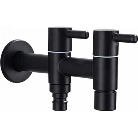 Robinet de machine à laver, robinet à double interrupteur, robinet d'eau froide mural, robinet d'évier rallongé en acier inoxydable, robinet de machine à laver pour jardin et piscine