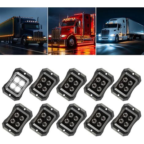 10× Feux de Gabarit à LED 12V-24V, 4 LED Feux de Position À Deux Rangées Feu de Gabarit Remorque pour Camion Bus Caravane Utilitaire Robuste (1/5)