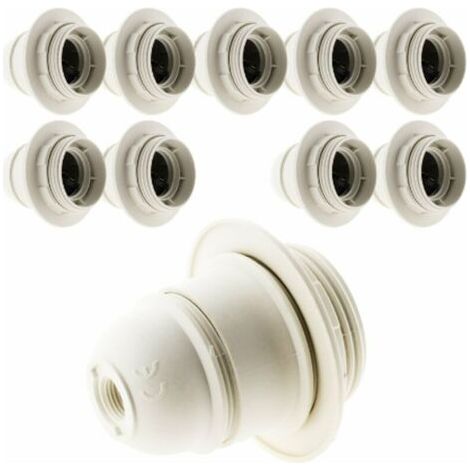 Lot de 10 douilles E27 Thermoplastique simple bague Blanc (1/4)