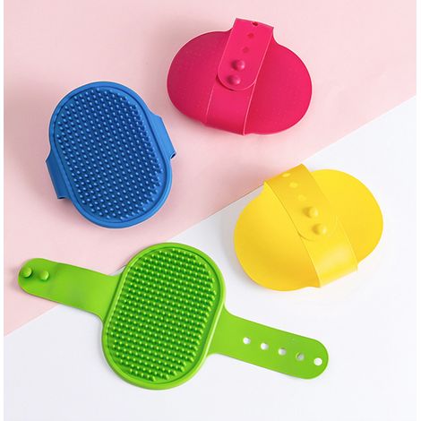 Lot de 4 brosses de toilettage pour chien - En silicone souple - Avec poignée réglable - Peigne apaisant pour chiens et chats mouillés, secs, à poils (1/5)