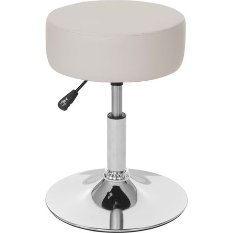 Hocker HHG-173, Sitzhocker Schminkhocker, höhenverstellbar Ø 35cm Kunstleder, creme