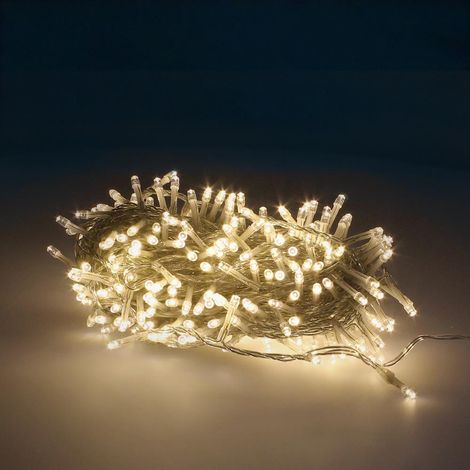 Catena luminosa 300 led bianco CALDO per esterni/interno  CAVO TRASPARENTE LUCI ALBERO NATALE (1/5)
