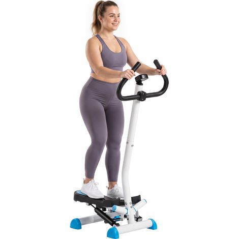 HOMCOM Stepper con Manubrio Pedali Antiscivolo e Monitor LCD Bianco e Blu