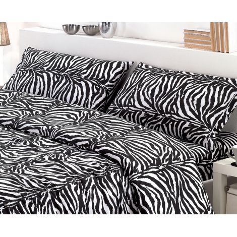 Housse de couette double en flanelle 250x200 cm « Sleep Time » - Zebra   Chaud, doux et fabriqué en Italie