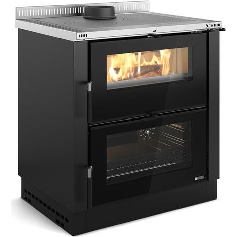 Nordica – Cuisinière à bois encastrable Verona XXL – 7 kW – Rendement 85,1 % – Capacité four 68 L – Taille bûches 50 cm – Acier émaillé noir (1/4)