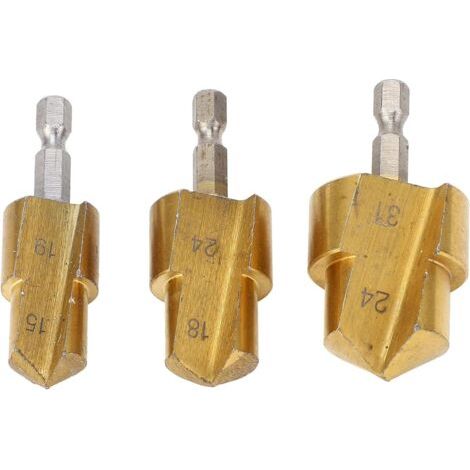 Alésoir de tuyau en PVC 3 pièces – Forets à aléser 19/24/31mm – Acier à haute teneur en carbone – Pour tuyaux PPR et PVC