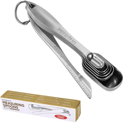 Cuillère À Mesurer En Acier Inoxydable - Double Échelle - Lot De 7 Pièces - Pour Cuisiner Pâtisser Café Épices - Ensemble Complet (1/5)
