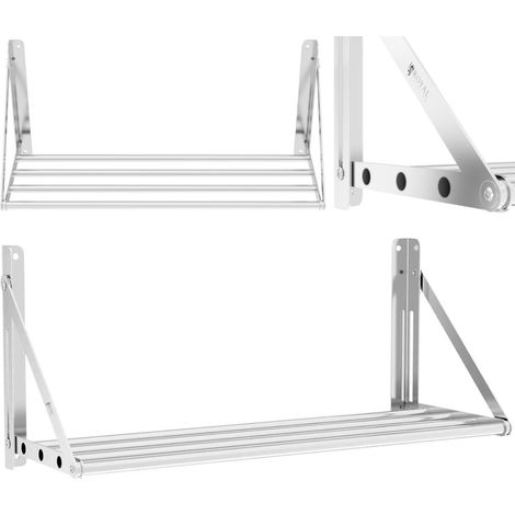Mensola a muro pieghevole in acciaio inox, portata fino a 40 kg, dimensioni 80 x 30 cm.