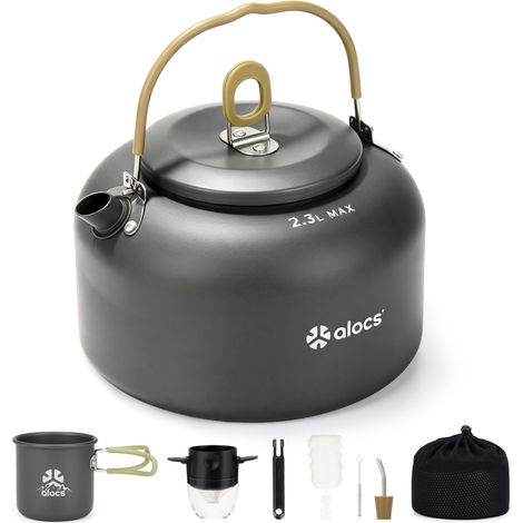 Cafetière de camping de 2,3 L, bouilloire de camping avec kit de café verseur, bouilloire de voyage pliable, portable pour camping, maison, bureau, utilisation en extérieur (1/5)