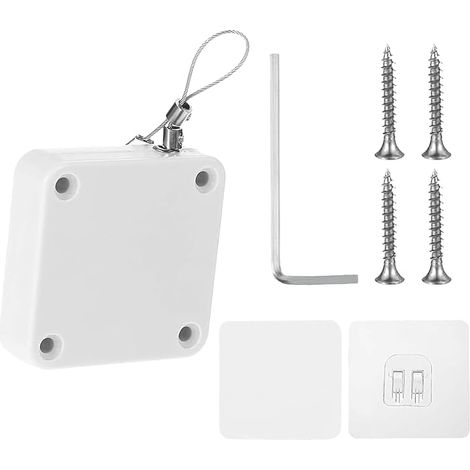 Ferme-porte automatique sans perçage - Blanc - Porte de chambre avec cordon de serrage - Fermeture de la plupart des portes (1/2)
