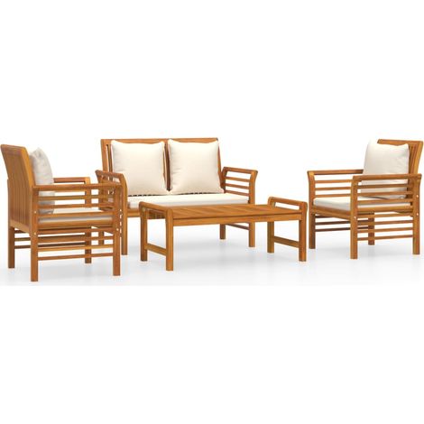 Maison Exclusive - Set Salotto da Giardino 4pz con Cuscini Legno Massello Acacia (1/5)
