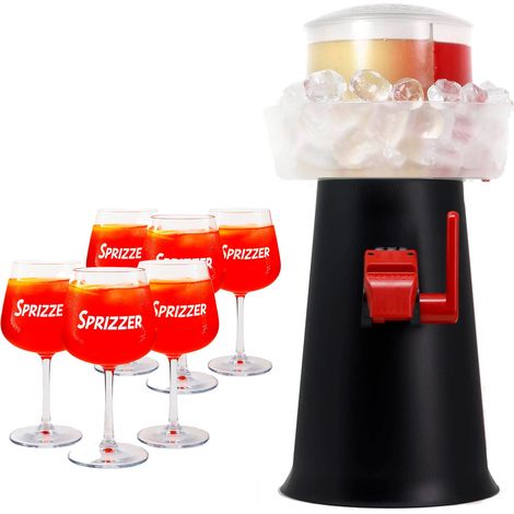 SPRIZZER Kit completo para aperitivos con 6 vasos originales de plástico color negro diseno italiano funcional y resistente – modelo SPRIZZER-NERO-6-BICCHIERI