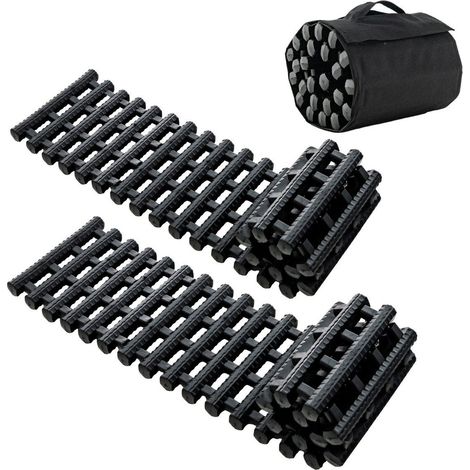 2 Pack Tire Traction Mats with Bag Emergency Traction Aid Black 98 x 21 x 2.8 cm (1/5)