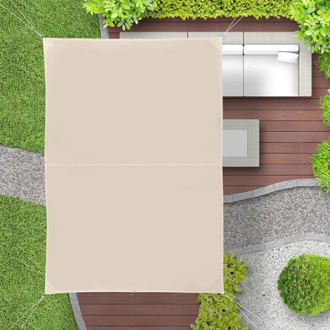 Voile dombrage rectangulaire beige - protection uv usage exterieur (1/5)