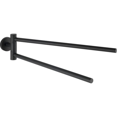 Portasciugamani da parete Uno Bosio Nero, Portasciugamani da parete con 2 bracci mobili, Acciaio inossidabile, 5,5x9x43 cm, Nero opaco FDC