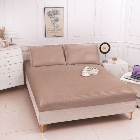 Drap-housse avec élastique + 2 taies d'oreiller, 180/200, HPP-02 (1/2)