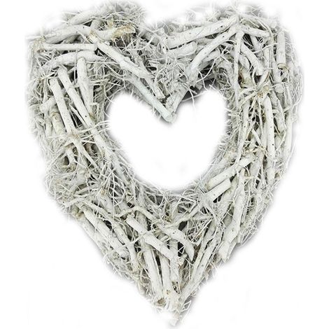 Cuore Fuori porta ghirlanda festone addobbi natalizi per decorazioni di Natale  h40 bianco in legno (1/5)