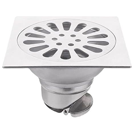 Carré Acier Inoxydable Drain De Plancher avec Passoire Filtre,De Sol en Acier Inoxydable éPais Drain,Grille Douche,Siphon De Sol en Acier Inoxydable Anti-Odeur Carré,Drain De Douche (1/5)