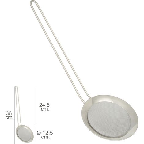 Skimmer in rete inox Ø 12,5 cm. Con manico 24,5 cm. (1/2)