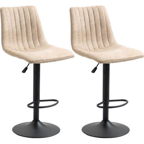 HOMCOM Set 2 Pezzi Sgabelli da Bar Vintage ad Altezza Regolabile Marrone Chiaro (1/5)