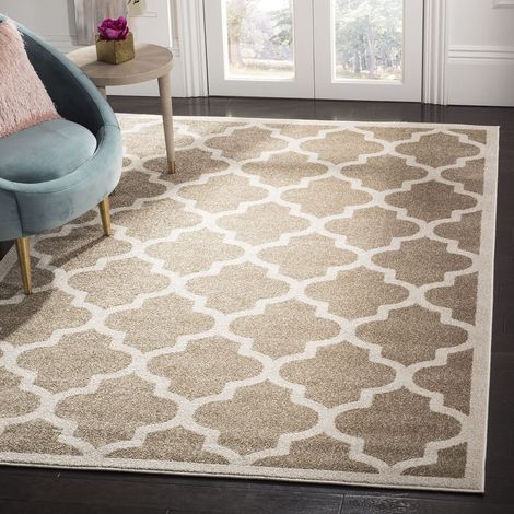 Tapis rectangulaire d'intérieur/extérieur treillis tissé AMT420 en blé / beige 183 X 274 cm pour le jardin le patio ou tout autre espace extérieur (1/5)