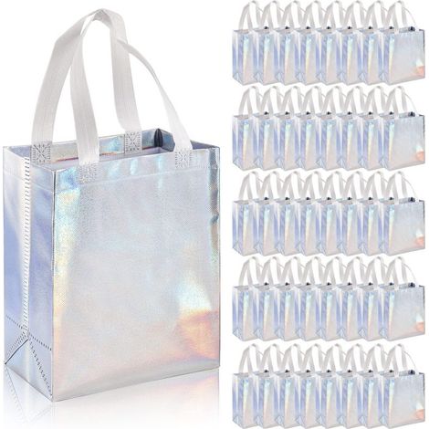 Sac courses réutilisable – 10x8", lot de 40, non-tissé, pliable, poignées, cadeau (1/5)