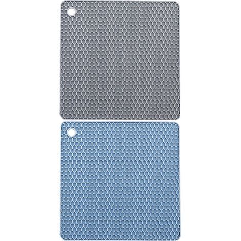 Lot de 2 dessous de plat en silicone, nid d'abeille, gris (1/5)
