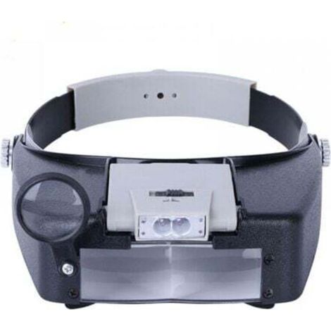 Loupe serre-tête pour horloger, bijoutier, lecture, mains libres avec éclairage LED, gris