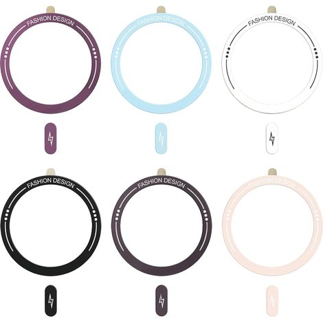 Lot de 6 Anneaux magnétiques universels pour téléphone Portable en métal avec Chargeur sans Fil Adaptateur de Voiture pour iPhone 17 16 15 14 13 12 11 Android