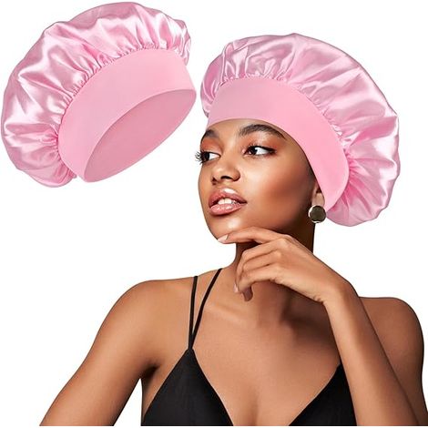 Oumida Bonnet Satin Cheveux Nuit, Bonnet Satin en Soie Souple et Éllastiquepour Pour Femmes Cheveux Longs Cheveux Bouclés