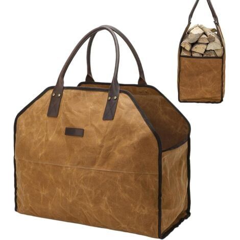 Sac de transport pour bois de chauffage, étanche et ignifuge, pochette de rangement portable pour transporter du bois au camping, pique niques, vacances, barbecues, cheminées et réunions en plein air (1/5)