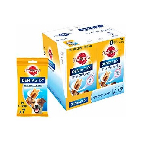 10 CONFEZIONI PEDIGREE DENTASTIX SMALL SNACK MASTICABILE CANE TAGLIA PICCOLA 7PZ (1/4)