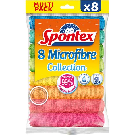 Mikrofaser-Trockentücher Sammlung Vielzweck Packung x8 - Spontex
