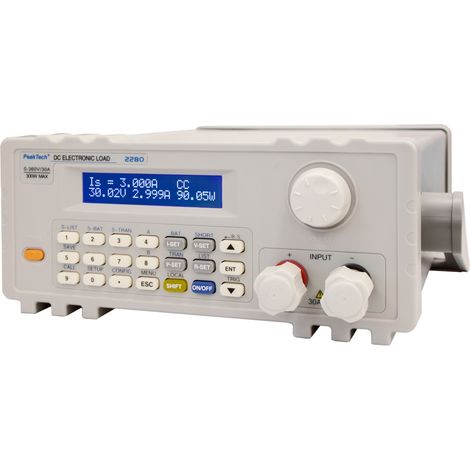 PeakTech 2280 – 300W Carica elettronica DC programmabile con display LCD preciso, Adattatore da USB a COM, Test di carico dinamico, Modalità costante, Fino a 360 V, Tester di scarica della batteria (1/5)