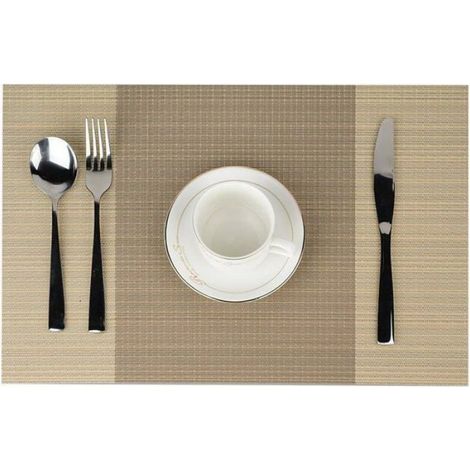 Sets de Table PVC Antidérapants, Lot de 6, Résistants à la Chaleur, Lavables, Taille 30x45cm (Beige) (1/4)