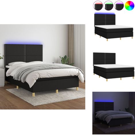 Boxspringbett mit Matratze & LED Schwarz 140x200 cm Stoff - Boxspringbett - Doppelbett - Schlafsystem - Lattenrost - Bettsofa (1/5)