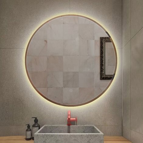 – Miroir lumineux de salle de bain 70cm – Éclairage LED blanc chaud – Anti-buée avec capteur tactile – Cadre écologique sans cuivre (1/5)