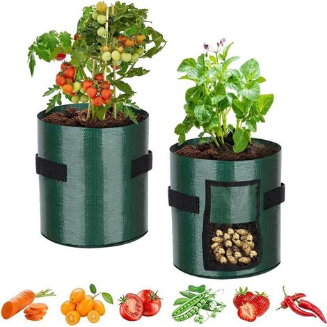 Sac Plantation Fraise 2pcs- 45X35cm- sac de culture pour plantes à semer,Vert (1/5)