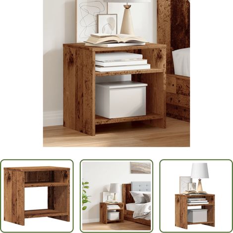Bois d'ingénierie -  Table de chevet vieux bois 40x30x40 cm bois d'ingénierie (1/5)