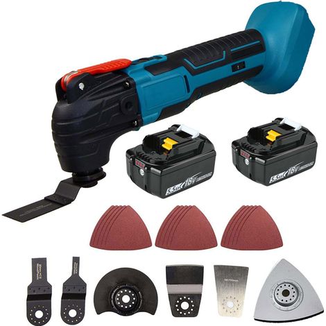 Outil multifonction oscillant sur batterie, outil multifonction sans balais 18V 6 vitesses différentes, 22 ensembles d'accessoires (batterie 2x5500mah (sans chargeur)) compatibles avec les batteries M (1/5)