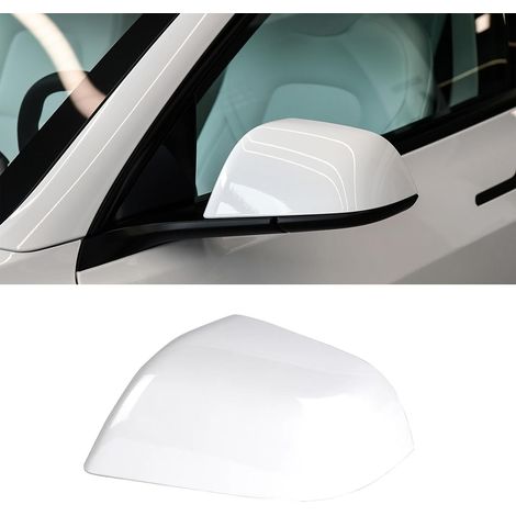 Retroviseur Couvercle Compatibles avec Tesla Model 3 2017 2018 2019 2020 2021 2022 2023 Boîtier de Rétroviseur Extérieur Model 3 Boîtier Miroir Gauche (Blanc Nacré)