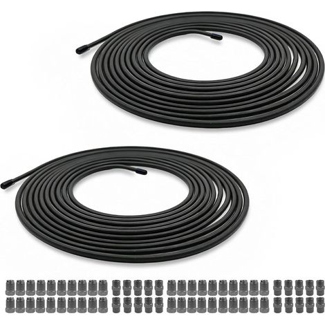 Lot de 2 Câbles de Frein de 5 m de Diamètre, 4,75 mm Kit de Tuyau de Frein en acier, Conduites de Frein Noirs avec 20 Raccords et 10 Connecteurs, pour voitures et motos (1/5)