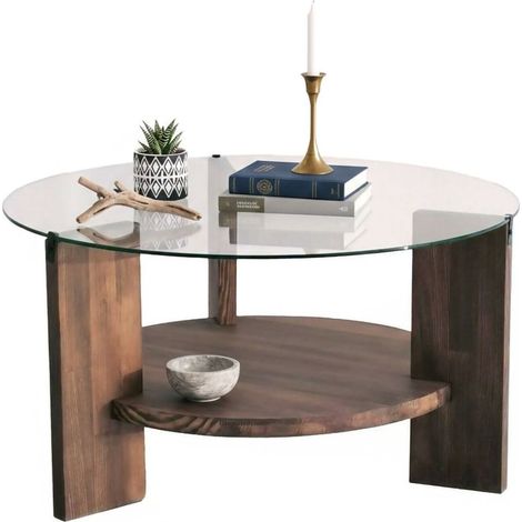 Dmora - Wohnzimmertisch Dcaporal, Niedriger Wohnzimmertisch, Kaffeeregal, Couchtisch für Sofa, 75x75h40 cm, Nussbaum