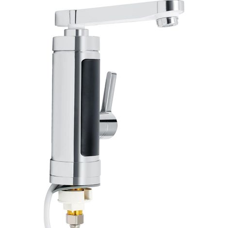 HAUTOUR Robinet électrique instantané argent 3000W 220V prise UE, chauffe-eau 3 secondes rotation 360° IPX4, robinet mitigeur pour cuisine salle de bain toilette (1/5)