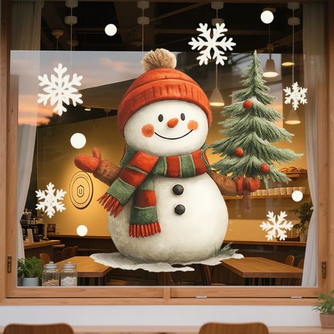 Adesivo da parete con effetto 3D, adesivo elettrostatico per vetro, Babbo Natale con abete, adesivo elettrostatico, 6060 cm (1/2)