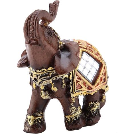 Statue d'éléphant porte-bonheur, sculpture Feng Shui en bois imitation pierre 3D (1/5)