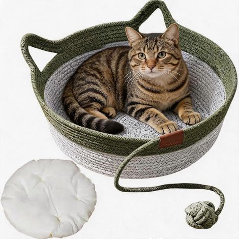Panier Instinct pour chats, panier tissé à la main, nid pliable et griffoir pour jouer et se reposer (1/5)