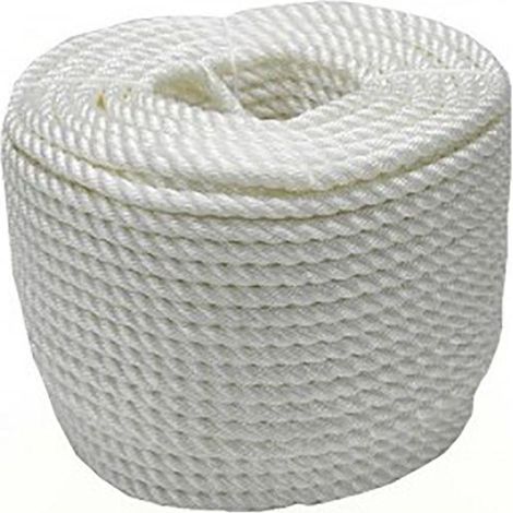 cuerda de nylon. trenzada. mate. blanco. diámetro 10 mm. fibra sintética