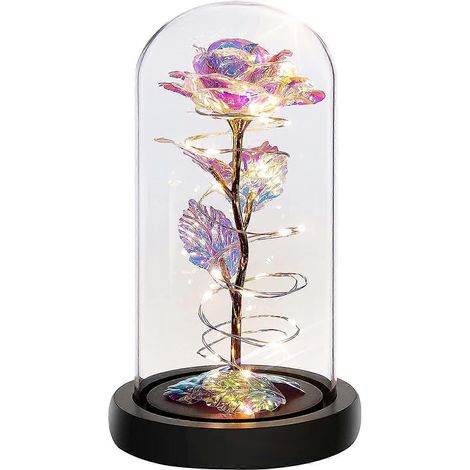 Ewig leuchtende Glasrose für Frauen, Geschenk zum Muttertag, Geburtstag, Valentinstag, Hochzeit, LED-Regenbogenblume, romantische Geschenkidee für sie (1/5)